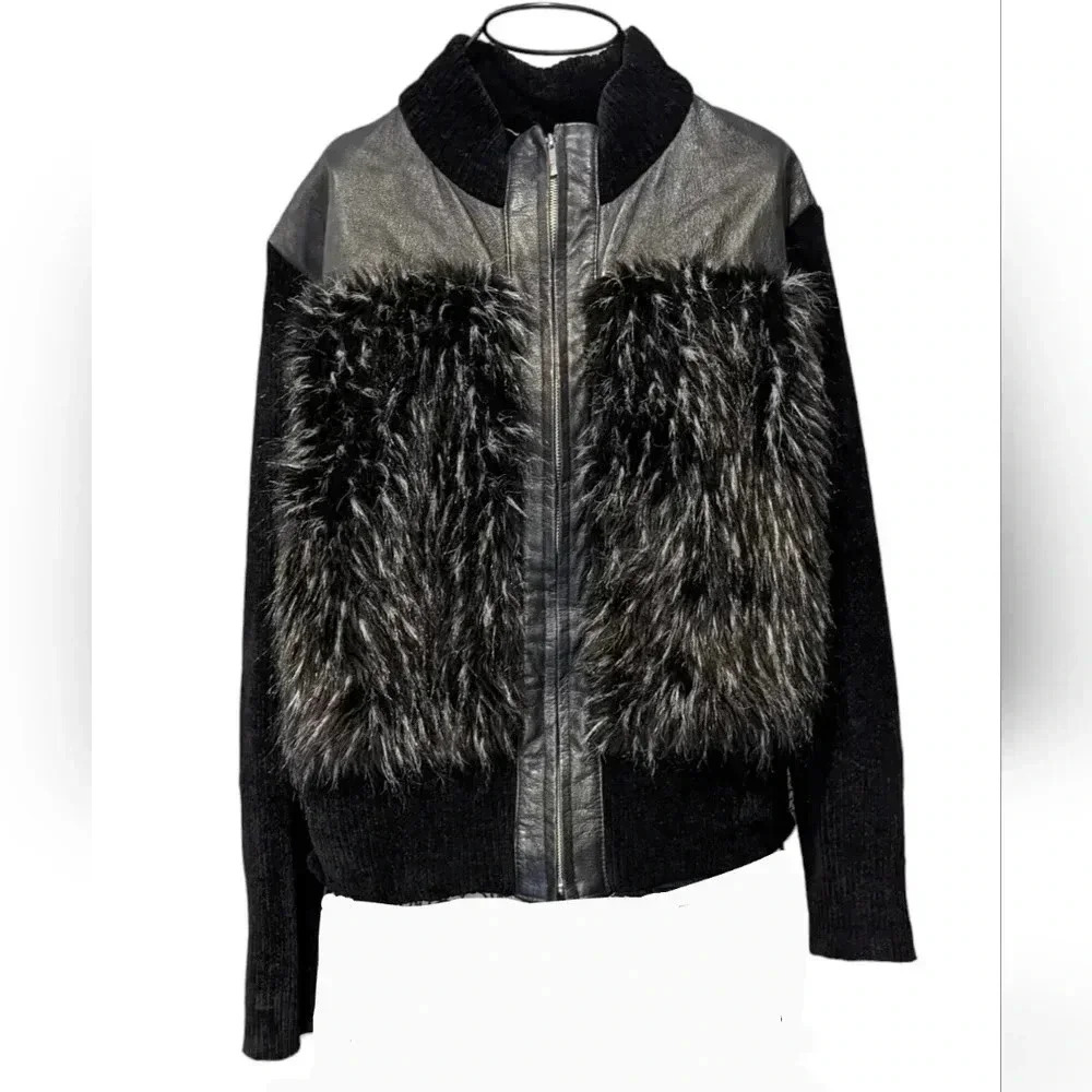 Lisa International jacket Women's Size XL Faux Fur Zipper Long Sleeves
